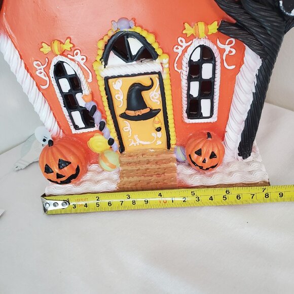 Ghoulish Halloween Gingerbread House ORANGE Frosted CandyFast LED Light Up Decor - Picture 11 of 14
